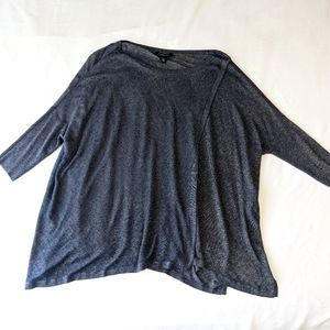 White House Black Market Blue Metallic Knit Top size medium